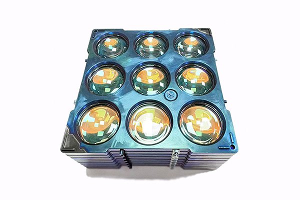 High-volume production of night vision lenses optimized for near-infrared (NIR) spectrum and low-light imaging.