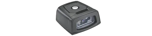 Fixed mount barcode scanner lens and engine module housing for industrial code reading