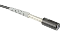 High precision fiber optic sensor head with focusing lens for photoelectric sensing