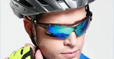 Precision injection molded PC cycling sunglasses lens with multi-layer vacuum anti-reflective (AR) and blue mirror coating for high impact protection.